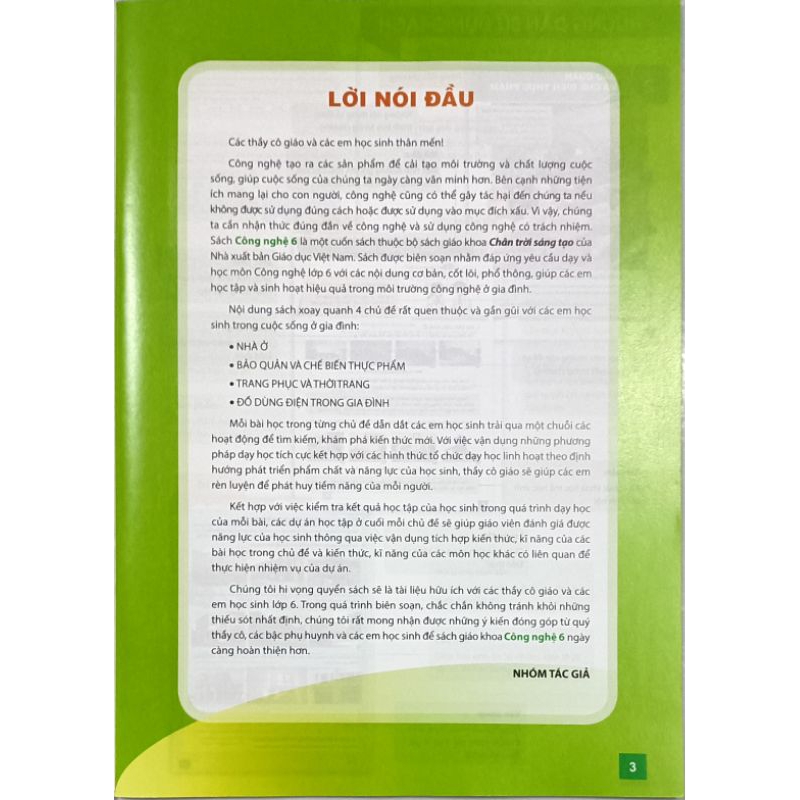 Công Nghệ lớp 6+Bìa bao