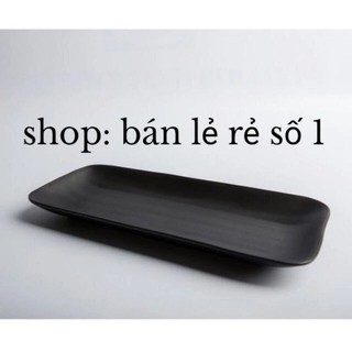 Đĩa chữ nhật nhựa Melamine đen nhám