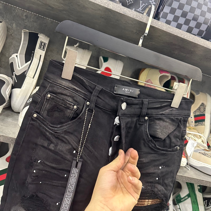 Quần Jean Nam Slimfit Đen Khói Siêu Đẹp Quần Bò Nam 4 Khuy Mài Rách Xù Đùi Gối Vá Trần Nhăn Sọc Nâu Boy Phố