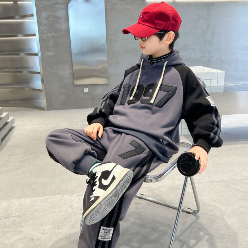 Bộ quần áo dài tay bé trai hoodie 18-48kg từ 6-14 tuổi 1997. Set đồ bé trai, bộ thu đông bé trai