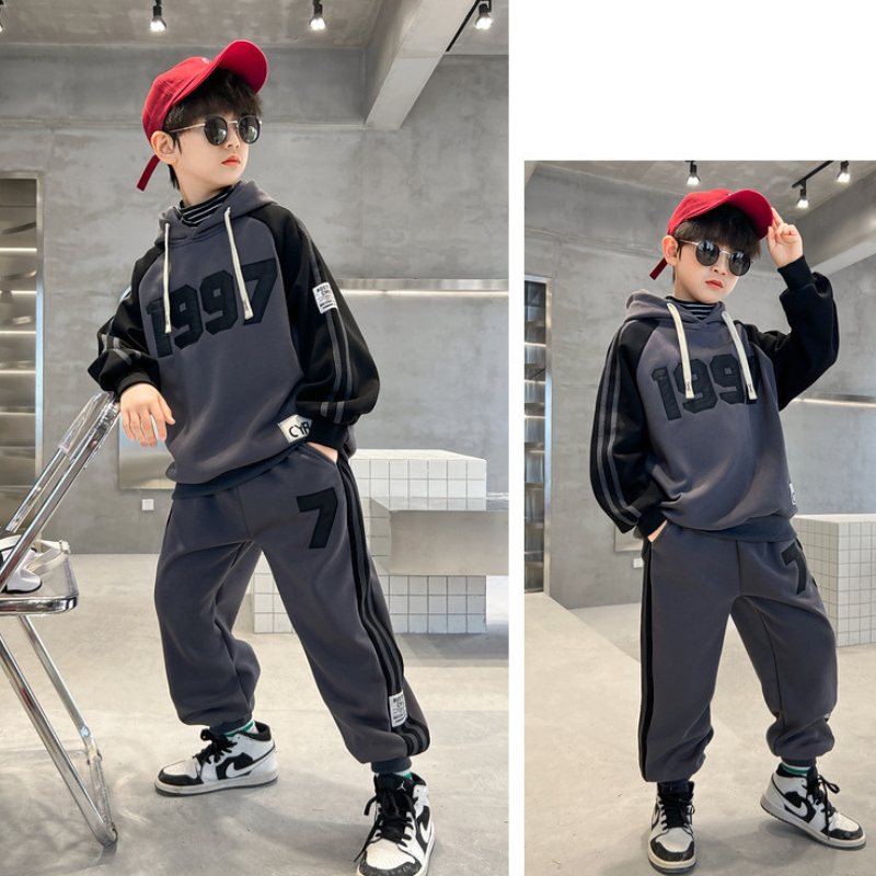 Bộ quần áo dài tay bé trai hoodie 18-48kg từ 6-14 tuổi 1997. Set đồ bé trai, bộ thu đông bé trai