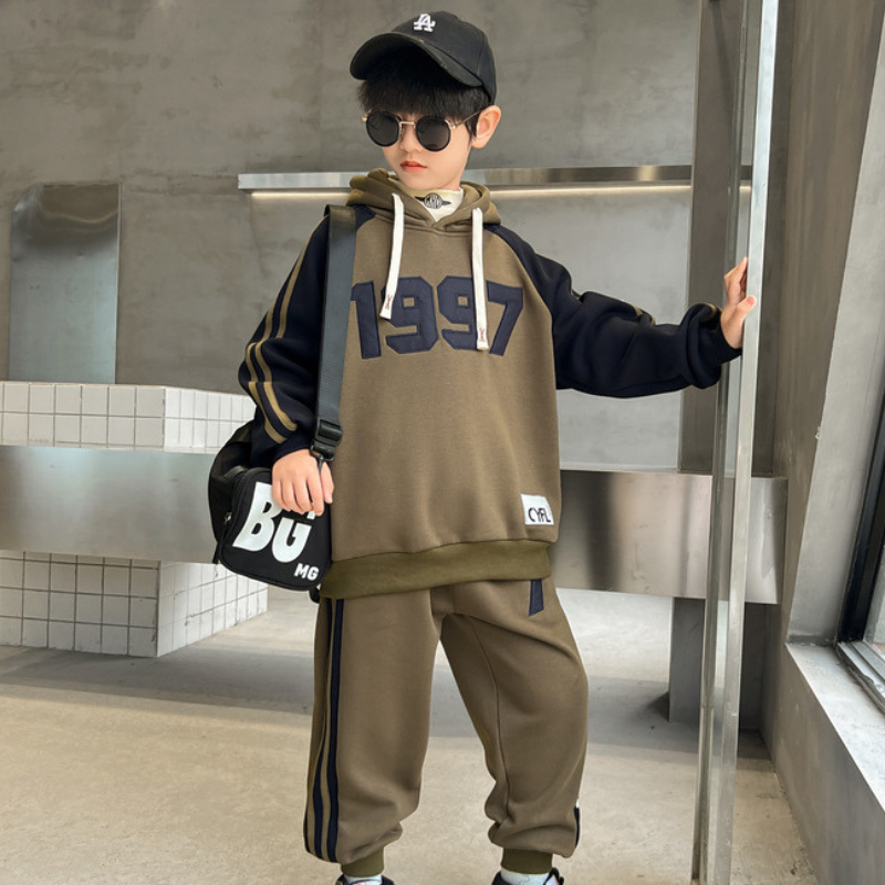 Bộ quần áo dài tay bé trai hoodie 18-48kg từ 6-14 tuổi 1997. Set đồ bé trai, bộ thu đông bé trai