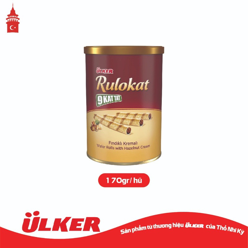 Bánh quế ULKER RULOKAT vị Sô cô la hạt phỉ 170g