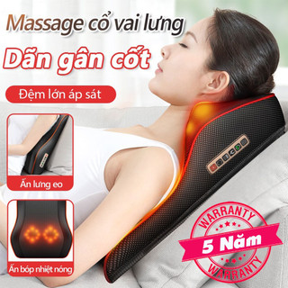 Gối massage cổ vai gáy, Máy matxa lưng hồng ngoại cao cấp 20 bi dạng nhào bóp tạo nhiệt hỗ trợ mát xa vùng cổ,vai gáy
