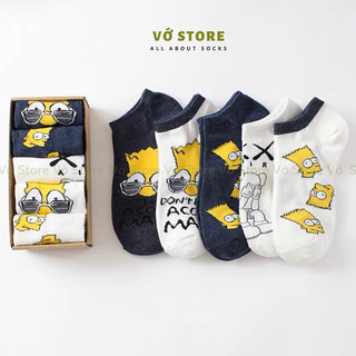 Tất vớ cổ ngắn nam nữ họa tiết Simpson chất liệu cotton mềm mịn kháng khuẩn