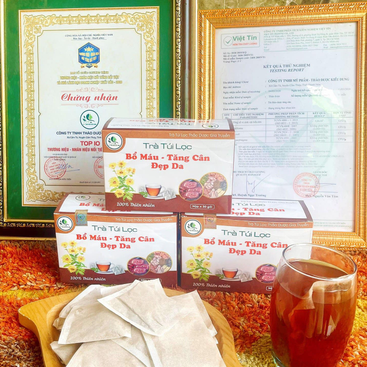 Trà bổ máu tăng cân. đẹp da