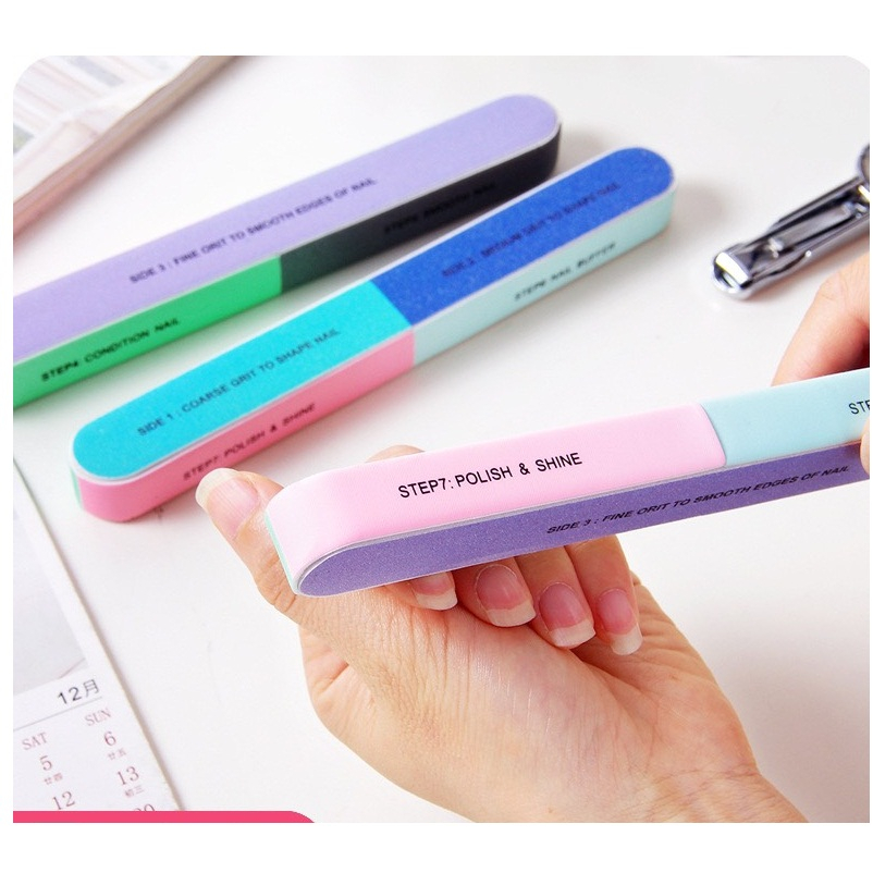 Que Dũa Móng Tay 7 Mặt Chà Nhám và Đánh Bóng Móng Siêu Tiện Lợi-Thanh dũa móng tay làm nail chuyên dụng