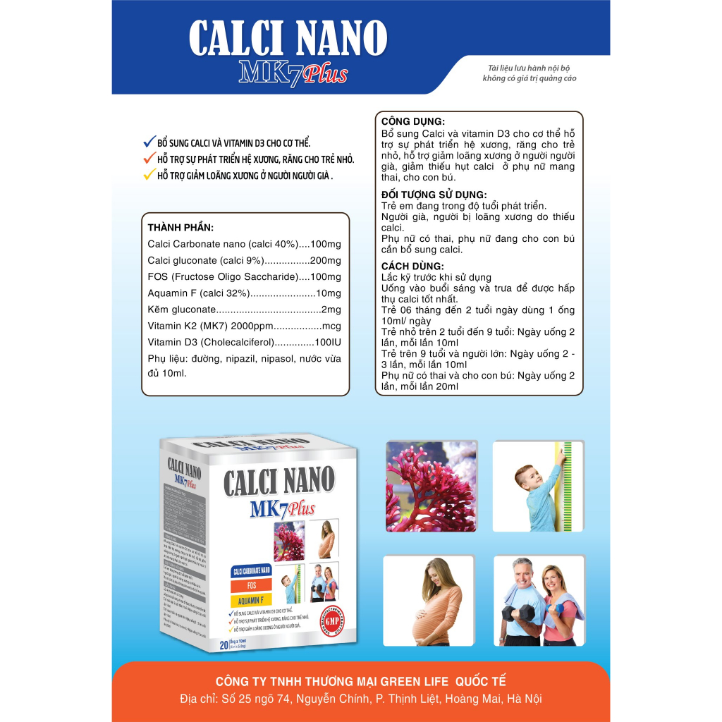 Calci Nano MK7 Plus - Bổ sung calci và vitamin D3 cho cơ thể.