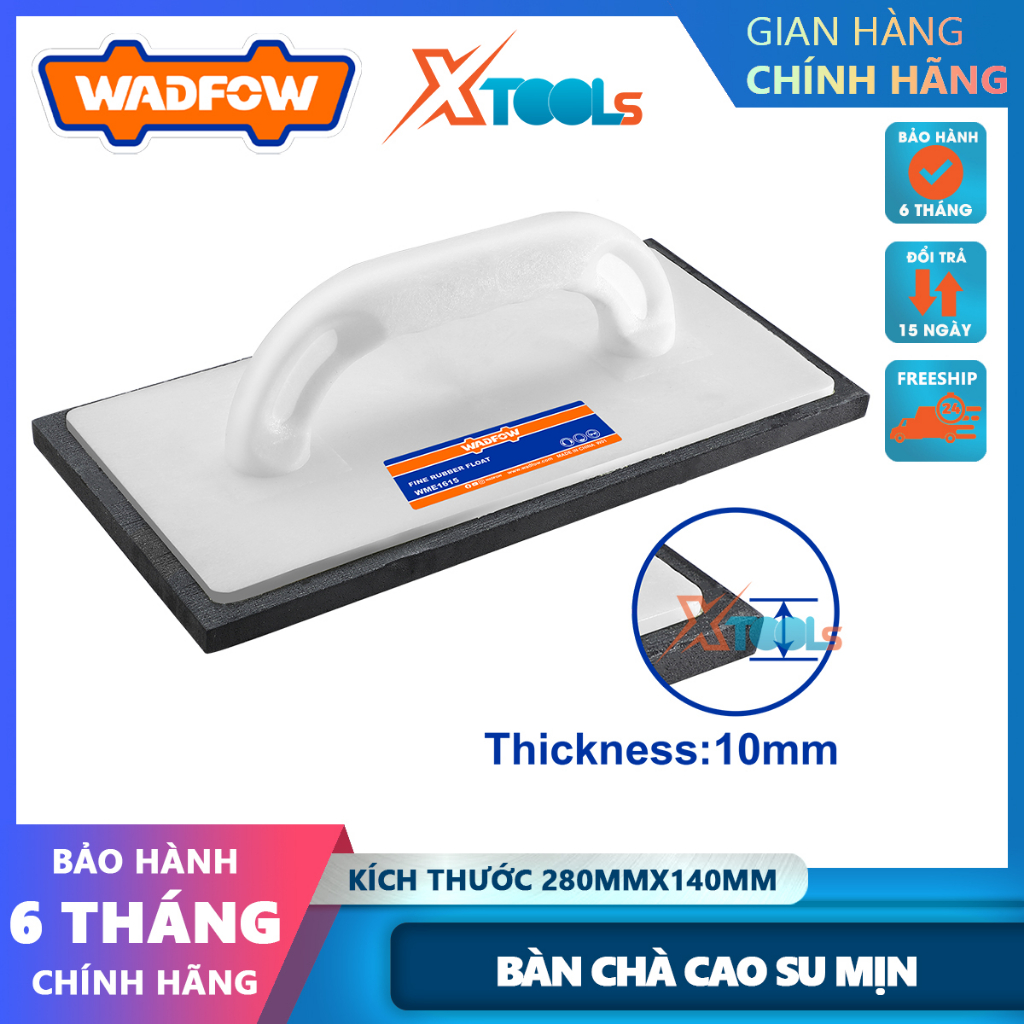Bàn chà cao su mịn Wadfow kích thước 280x140mm độ dày 10mm tay cầm PU WRN1329