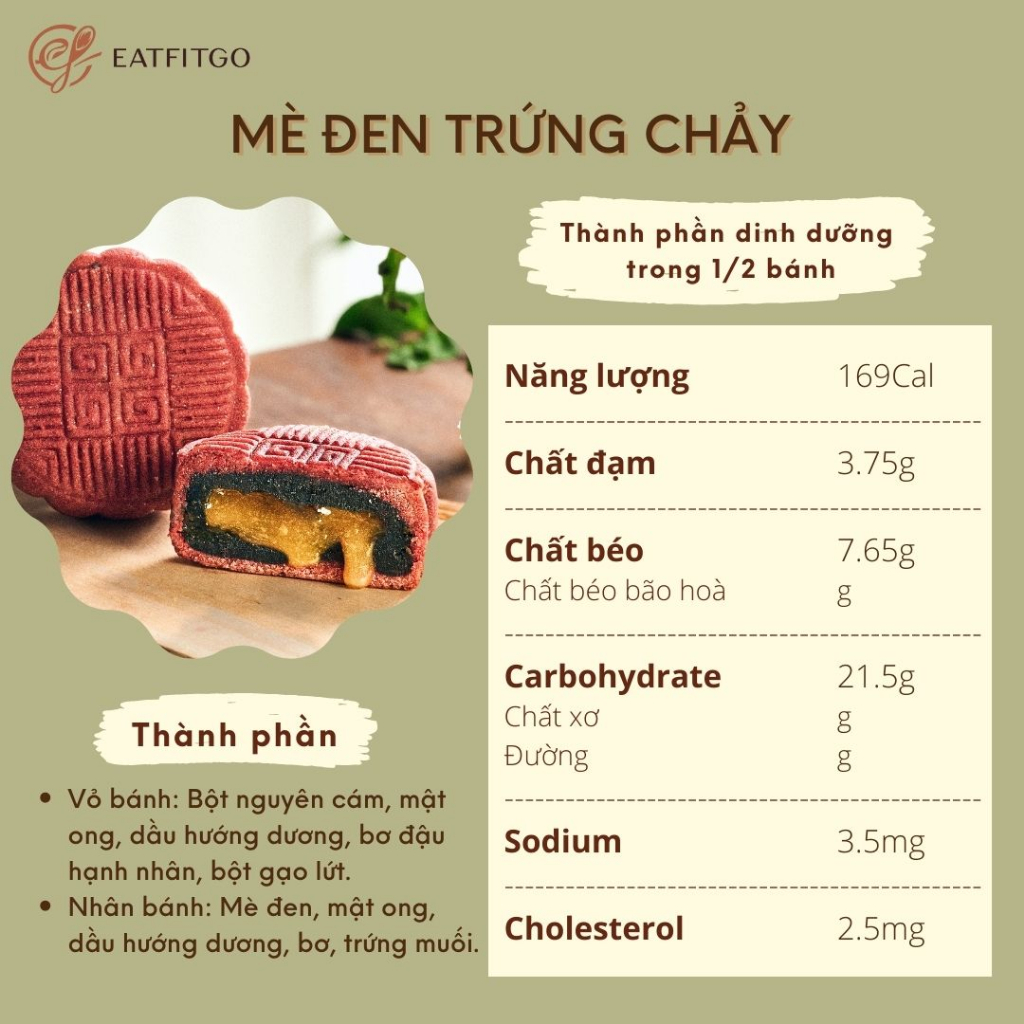 MÈ ĐEN TRỨNG CHẢY - Bánh trung thu healthy