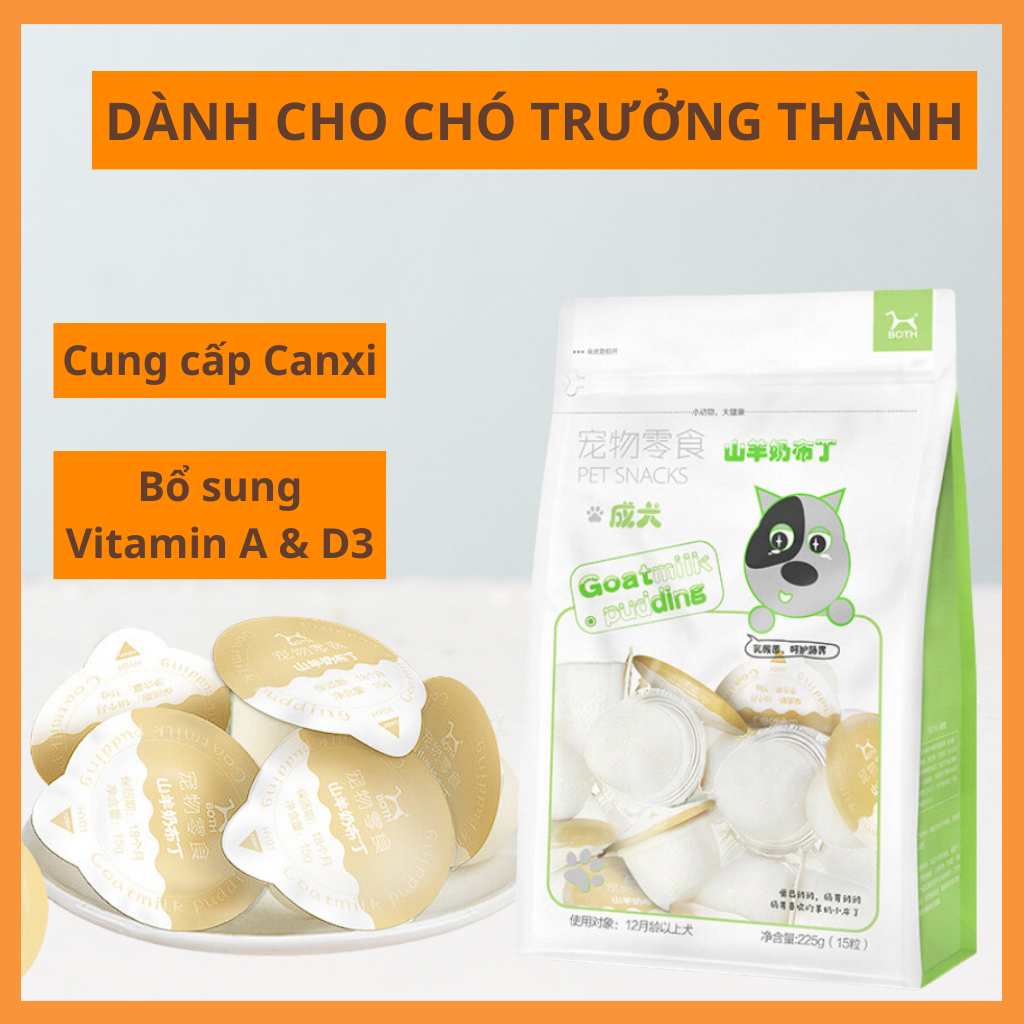Cho chó Thạch Pudding sữa dê Both giàu canxi bổ sung Vitamin Viên 15g