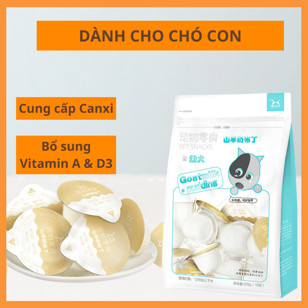 Cho chó Thạch Pudding sữa dê Both giàu canxi bổ sung Vitamin Viên 15g