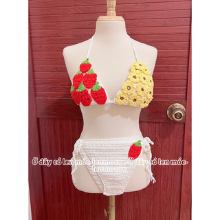 Bikini len móc trái cây- trái tim móc bikini theo yeu cầu