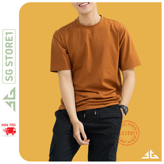 Áo thun trơn màu nâu phông unisex nam nữ ulzzang cổ tròn basic thun cotton 4 chiều mềm mịn SGSTORE1
