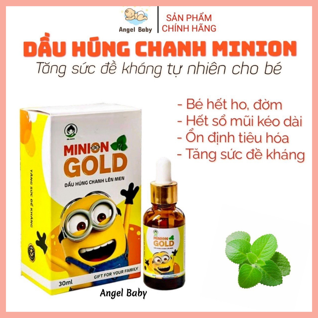 Dầu húng chanh Minion 30ml giúp bé hết ho và sổ mũi kéo dài