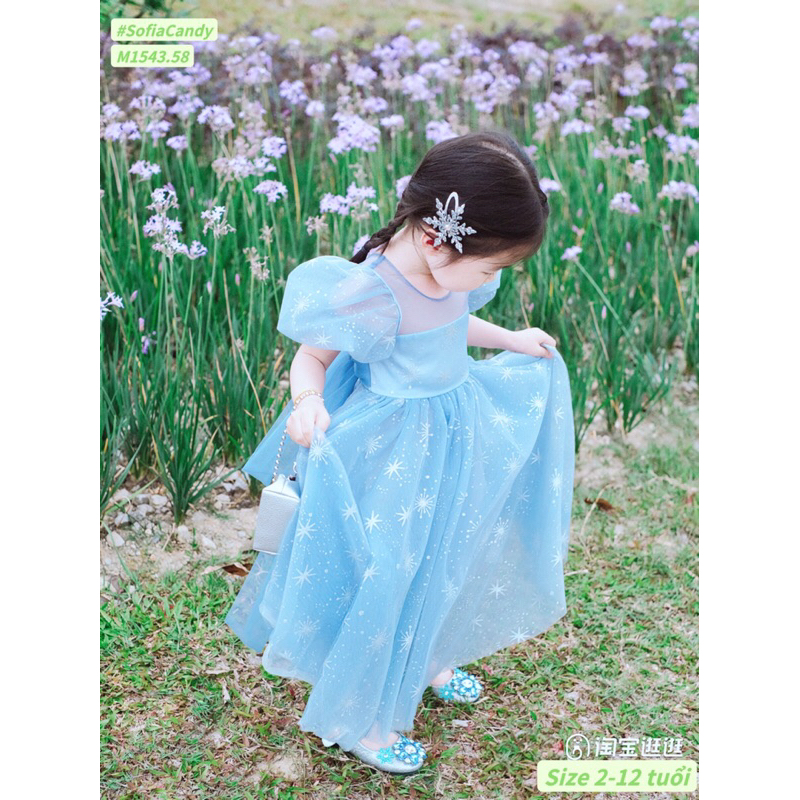 Váy đầm công chúa Elsa bồng xoè mềm mại cho bé gái 10-40kg- Hãng Sofia Candy