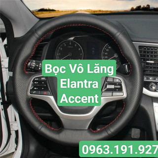 Bọc vô lăng Hyundai Elantra Accent, bao da khâu vô lăng Hyundai Elantra 2016-2018 Accent 2019-2020 bằng da Nappa cao cấp