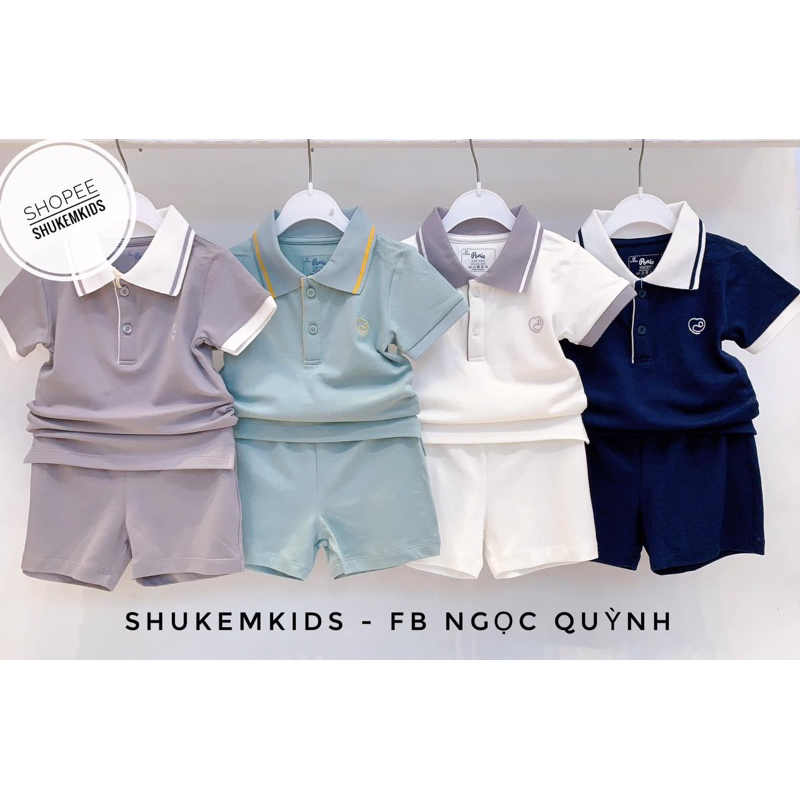 (Nhùn nhùn)Bộ Polo cộc tay cotton mịn Bubaby đủ size từ 6-9m đến 3-4y