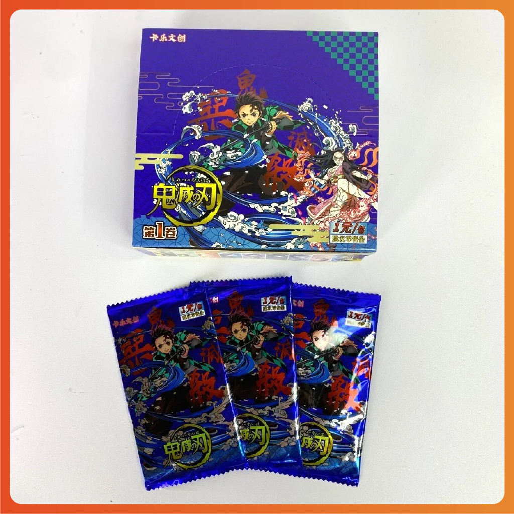 Thẻ nhân phẩm anime, pack anime kimetsu no yaiba Xanh- 1 Hộp - 36 PACK Dài 13cm Rộng 14cm Nặng 400g - Hộp màu