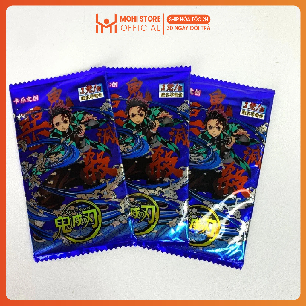 Thẻ nhân phẩm anime, pack anime kimetsu no yaiba Xanh- 1 Hộp - 36 PACK Dài 13cm Rộng 14cm Nặng 400g - Hộp màu
