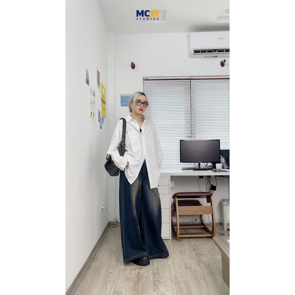 Áo sơ mi trắng MINIONCLOTHING dài tay bigsize Unisex nam nữ oversize Ulzzang Streetwear Hàn Quốc vải mềm form rộng A3710