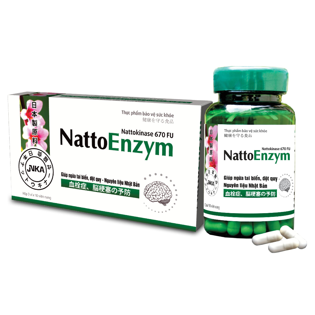 NattoEnzym DHG 1000 FU - Hỗ trợ làm tan cục máu đông, Nattokinase Natto Enzym hỗ trợ phòng ngừa đột quỵ