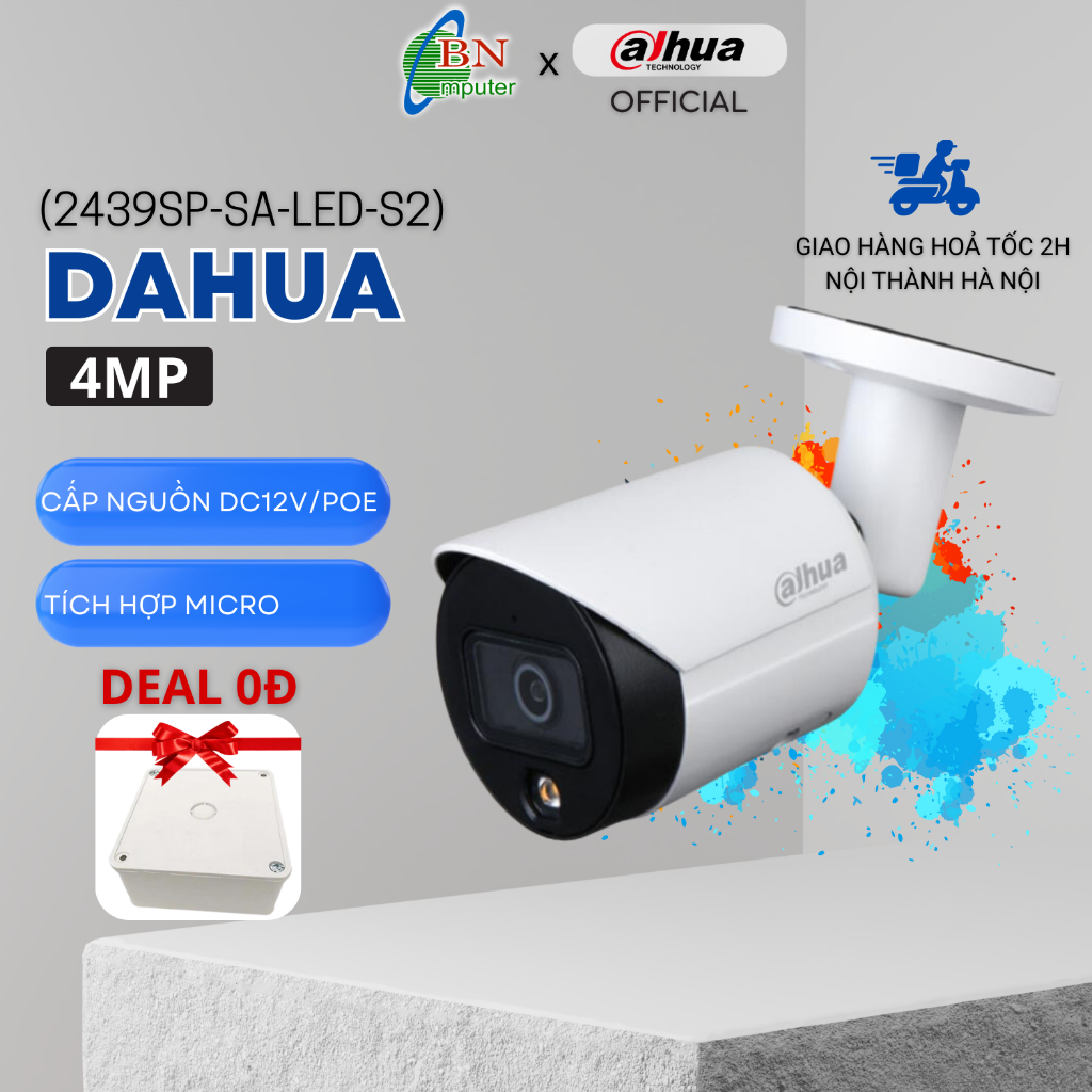 Camera IP Dahua 4MP 2439SP-SA-LED-S2 Full-Color Độ Phân Giải 4.0MP có màu
