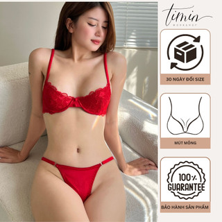 Clara nội y ren thêu đỏ dáng áo nâng nhẹ nhàng thiết kế timin workshop