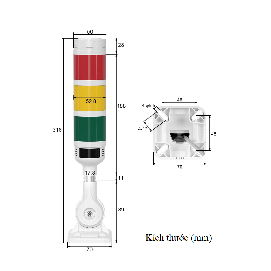 Đèn tháp 3 tầng cao cấp 24V