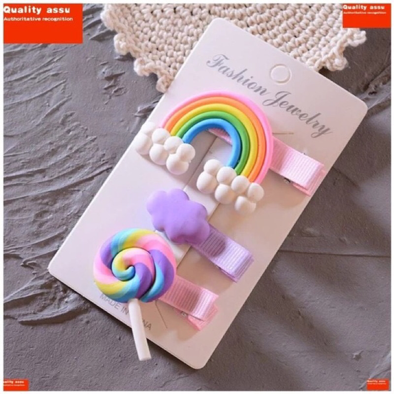 Set 3 kẹp tóc cầu vòng cho bé yêu thêm xinh phong cách hàn quốc