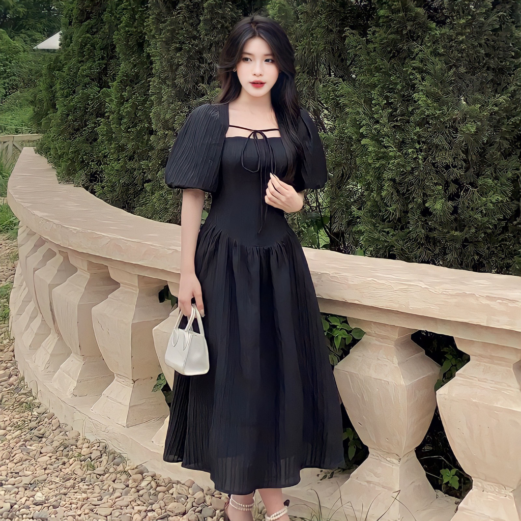 Váy Maxi Đũi Gân Gồm Váy 2 Dây Kèm Áo Khoác Thắt Nơ