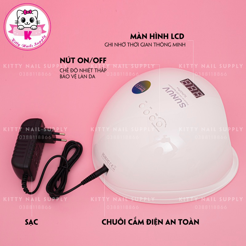 Máy hơ gel Sun 5 Plus UV/LED 48W tem xanh chính hãng, Bảo hành 12 tháng - Kitty Nails Supply