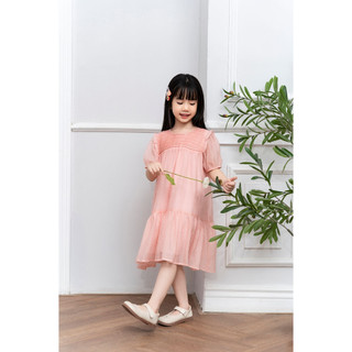 Đầm dự tiệc LEAH babydoll mí gân  tay bồng bèo gấu tiểu thư xinh xắn cho bé từ 3,4,5,6,7,8,9,10 tuổi - Cloud dress