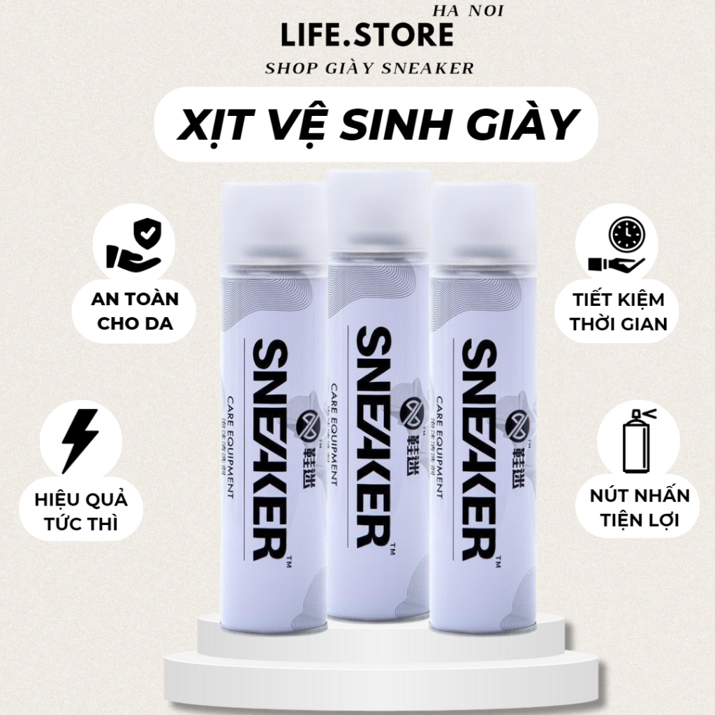 Xịt Vệ Sinh Giày Thể Thao, Vệ Sinh Làm Sạch Giày Sneaker Dạng Bọt Nhanh Tiện Ích - LIFE.STOREE