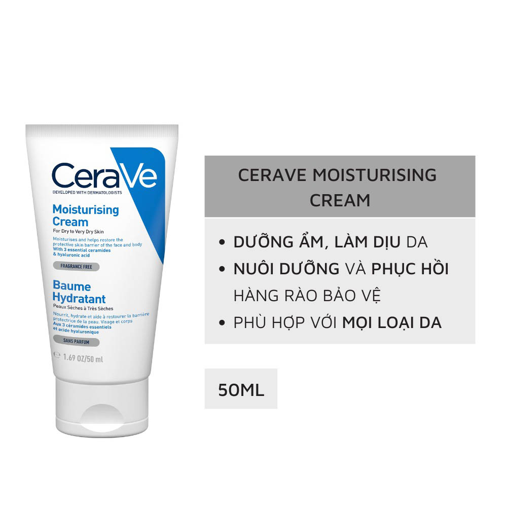 Kem dưỡng ẩm toàn thân dành cho da thường,da khô CeraVe Moisturising Cream 50g