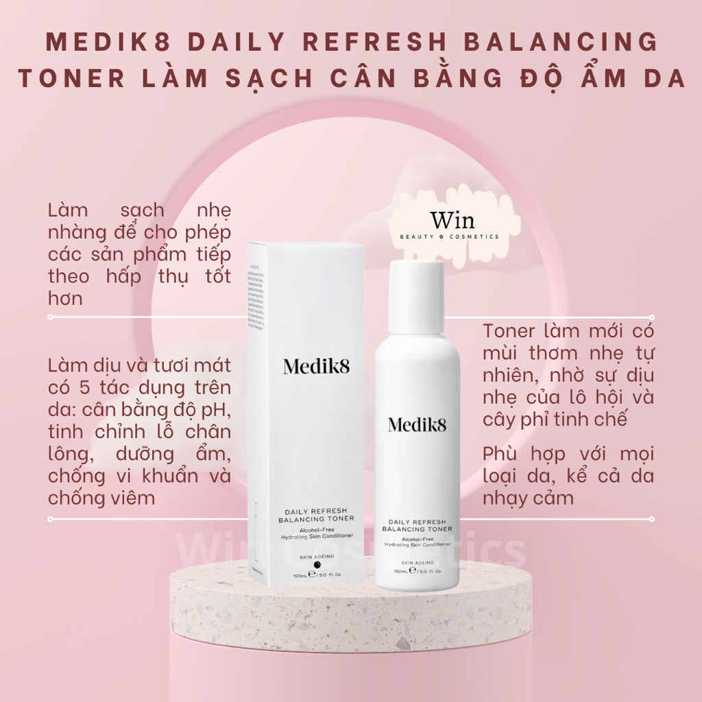 Toner Medik8 Daily Refresh Balancing làm sạch cân bằng độ ẩm da