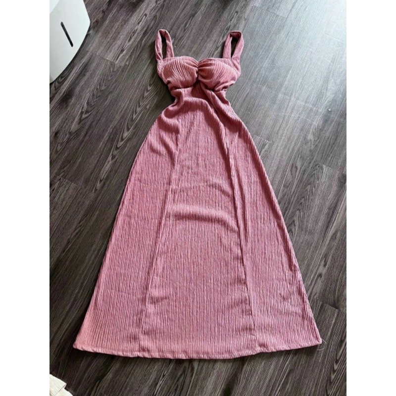 Đầm Xốp Hai Dây Bản To Nhún Ngực - Hở Lưng Dây Chun Ngang - Dài Maxi Xòe Ôm Body Sexy -Tiểu Thư Bánh Bèo Sang Chảnh LS