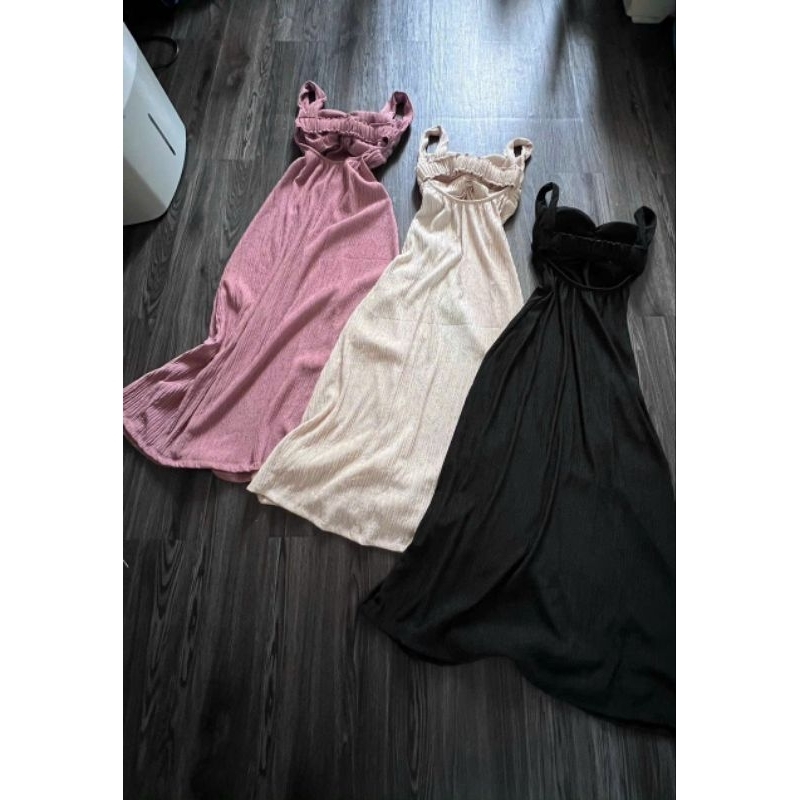 Đầm Xốp Hai Dây Bản To Nhún Ngực - Hở Lưng Dây Chun Ngang - Dài Maxi Xòe Ôm Body Sexy -Tiểu Thư Bánh Bèo Sang Chảnh LS