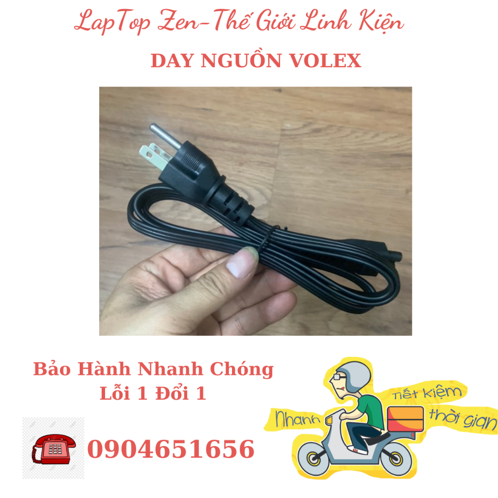 Dây sạc Laptop cao cấp Volex Dài 1m2 Hàng Chất Lượng Cao