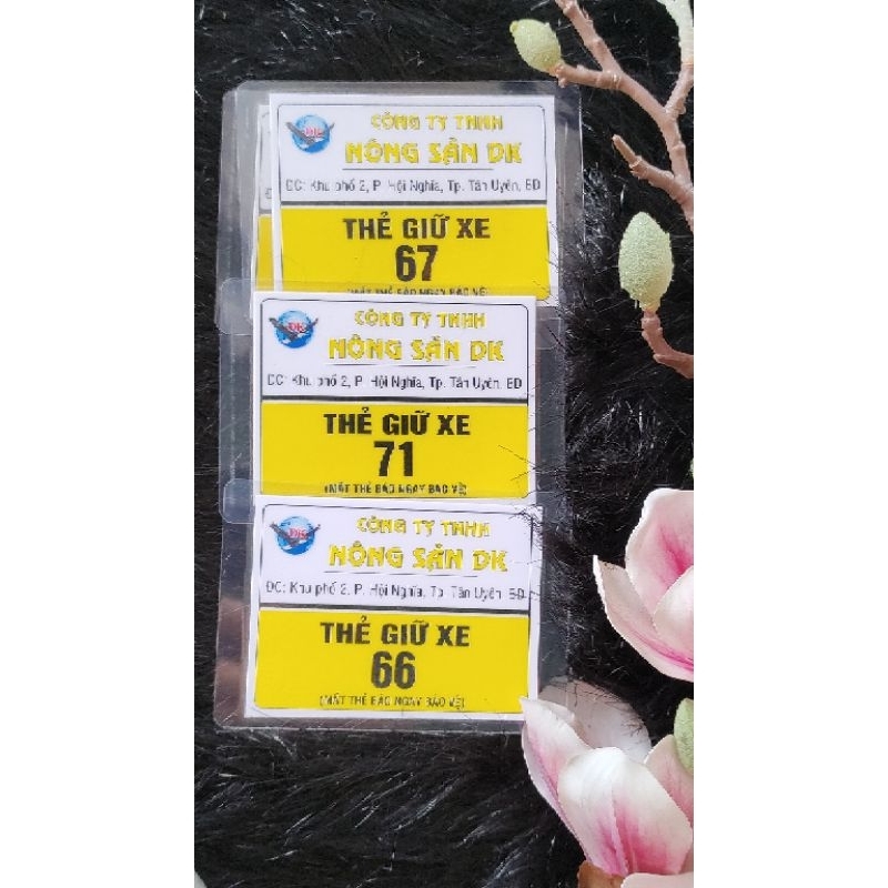 50 thẻ giữ xe in hoàn thiện nội dung. Kích thước 6x8. Chống nước
