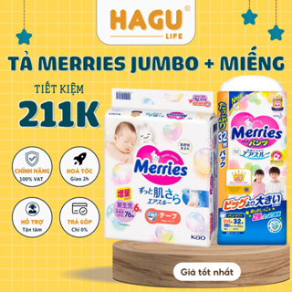 Cộng Miếng - JumboTã Bỉm Merries Dán Quần Nội Địa Nhật cộng miếng jumbo