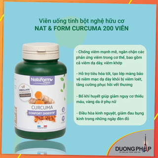 Viên uống tinh bột Nghệ hữu cơ Nat&Form 200 viên