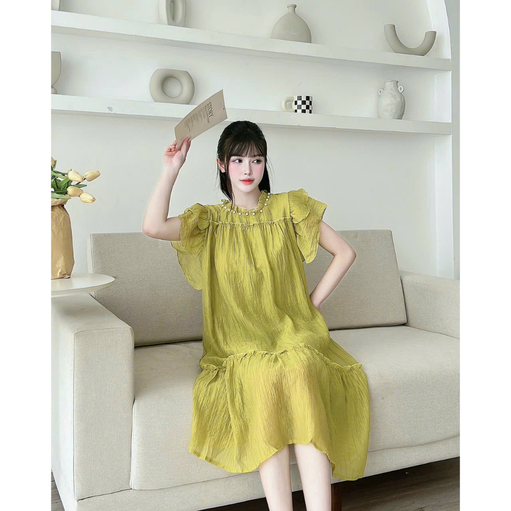 Đầm bầu công sở mùa hè Dambauxinh-L1297 Váy bầu thiết kế đẹp sang chảnh freesize dưới 70kg