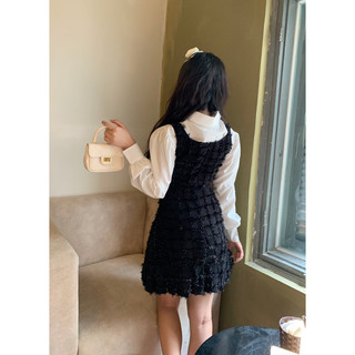 Set áo sơ mi + yếm dạ lông vũ tiểu thư *JESSICA SET* (tặng kèm nơ cài áo)