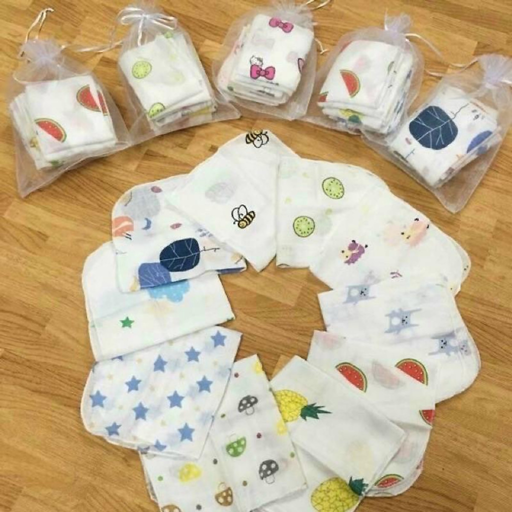 Set 10 Khăn Xô Sữa sợi tre 1 túi nhiều họa tiết Cho Bé Trai/ Bé Gái