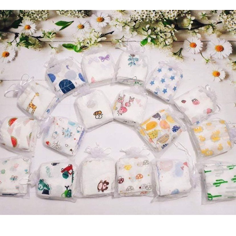 Set 10 Khăn Xô Sữa sợi tre 1 túi nhiều họa tiết Cho Bé Trai/ Bé Gái
