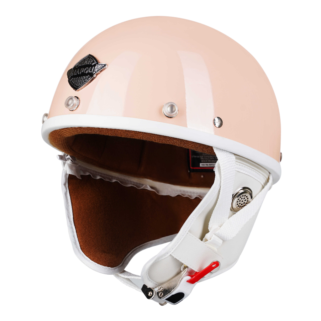 Mũ bảo hiểm Napoli Pug Ver.2 - White cao cấp phong cách Nhật Bản - Pink