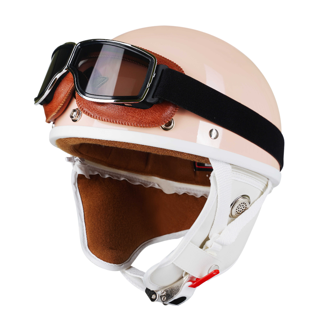 Mũ bảo hiểm Napoli Pug Ver.2 - White cao cấp phong cách Nhật Bản - Pink