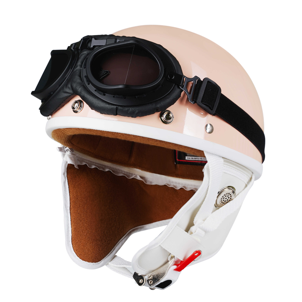 Mũ bảo hiểm Napoli Pug Ver.2 - White cao cấp phong cách Nhật Bản - Pink