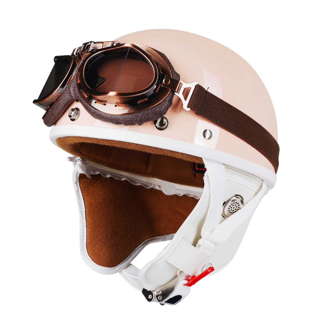 Mũ bảo hiểm Napoli Pug Ver.2 - White cao cấp phong cách Nhật Bản - Pink